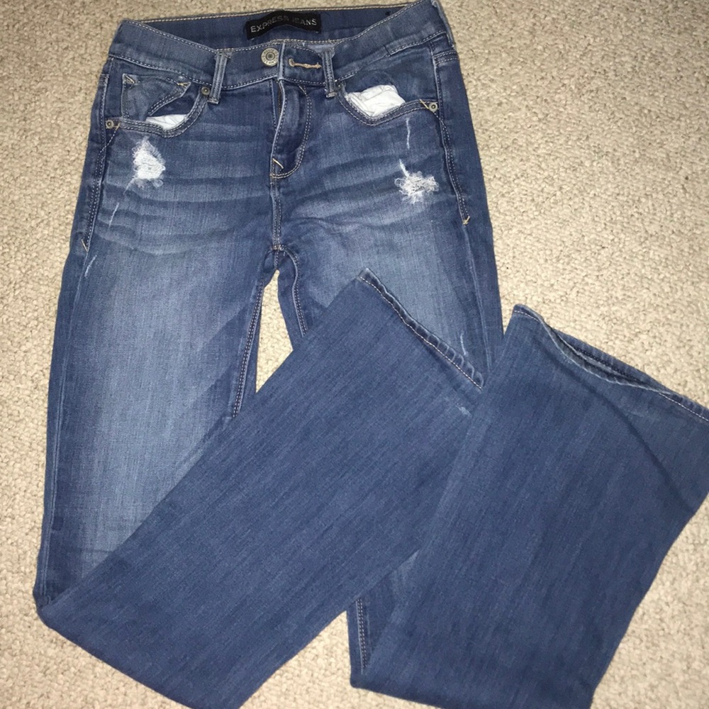 Express slim flare mid rise size 0